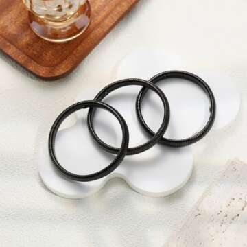 Awinesn Chunky Black Bangles Set for Women