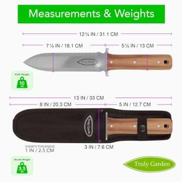 Hori Hori Garden Knife with Sharpening Stone, Nylon Sheath and Extra Sharp Blade - in Gift Box. This Knife Makes a Great Gift for Gardeners and Campers