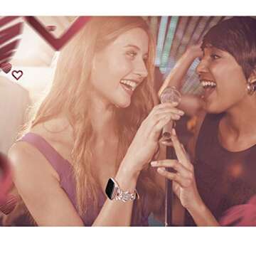 Secbolt Band Compatible with Apple Watch Band 38mm 40mm 41mm iWatch SE Series 9/8/7/6/5/4/3/2/1, Top Grain Leather with Bling Crystal Diamonds Wristband Strap Accessories Women, Pink Small