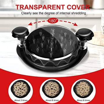 Chicken Shredder, Professional Chicken Breast Shredder Tool Twist, Transparent Lid, Ergonomic Handle, Meat Shredder, Dishwasher Safe, Non-slip Design, Heat Resistant, Bpa Free