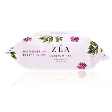 ZEA Makeup Remover Wipes | Infused with Rose Hip Essential Oil | Alcohol-Free & Paraben-Free | 10 Wipes per package | 10 Travel/Purse Packages Total, 10 Count (Pack of 3)
