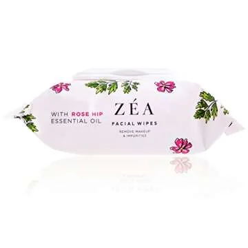 ZEA Makeup Remover Wipes | Infused with Rose Hip Essential Oil | Alcohol-Free & Paraben-Free | 10 Wipes per package | 10 Travel/Purse Packages Total, 10 Count (Pack of 3)