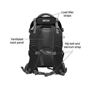 Kurgo G-Train - Dog Carrier Backpack for Small Pets - Cat & Dog Backpack for Hiking, Camping or Travel - Chest Straps & Hip Belt - Reflective - Two Water Bottle Sleeves - Waterproof Bottom (Black)
