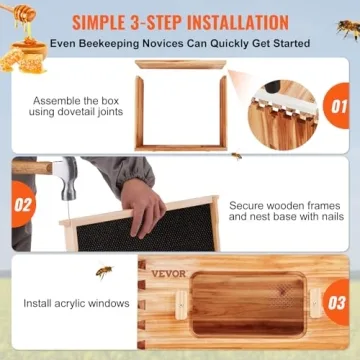 VEVOR Bee Hive Starter Kit with Transparent Acrylic Windows
