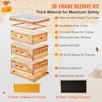 VEVOR Bee Hive Starter Kit with Transparent Acrylic Windows
