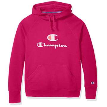 Champion Women's Powerblend Fleece Hoodie in Deep Raspberry