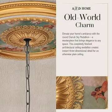 AFD Home Cherub Sky Ceiling Medallion - 47 Inches Multicolor