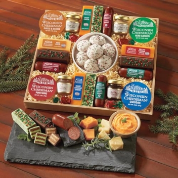 The Wisconsin Cheeseman 21 Favorites Food Gift Box – Assorted Summer Sausage and Cheeses for Charc...