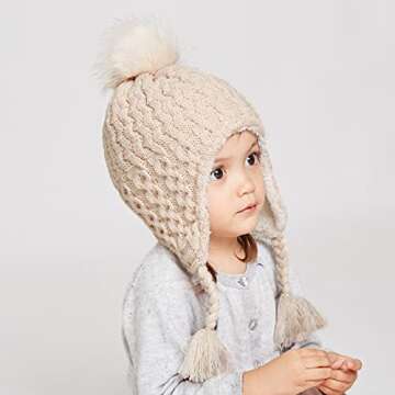 LANGZHEN Infant Pom Pom Beanie for Toddlers Warm Winter Hats