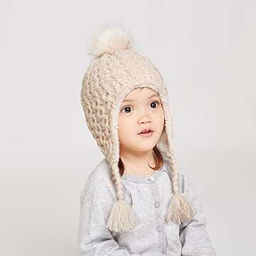 LANGZHEN Infant Pom Pom Beanie for Toddlers Warm Winter Hats