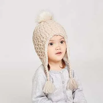 LANGZHEN Infant Pom Pom Beanie for Toddlers Warm Winter Hats