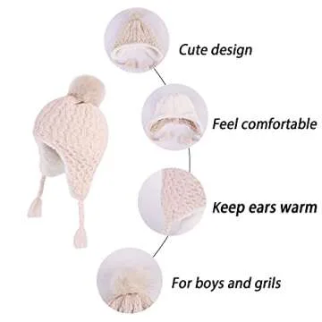 LANGZHEN Infant Pom Pom Beanie for Toddlers Warm Winter Hats