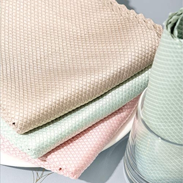 10PCS Fish Scale Microfiber Polishing Cleaning Cloth Glass Scrubbing Cloth Reusable Wave Pattern Fish Scale Cloth Rag Without Leaving Marks for Cleaning Mirror Glass Screen
