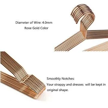 Better to U 17 Inch Metal Clothes Hanger 20 Pack, 4.0mm Heavy Duty Shirt Blouse Hanger for Coat Suit Bridal Boutique, Space Saving Slim Wire Hanger for Camisole Trousers Wedding Dress（Rose Gold）