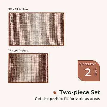 FRESHMINT Ombre Chenille Bathroom Rugs Non-Slip Set