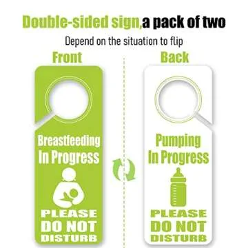 Breastfeeding or Pumping In Progress Doorknob Hanger Door Sign Green 3.35"x 8.86"-Double Sided 2 Pack for Home House Office Hotel Business