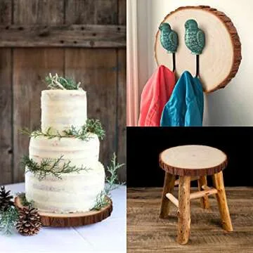 Fuyit Unfinished Wood Slices for Centerpieces, 6Pcs 6-6.3 Inch Natural Wooden Round Discs with Bark for Rustic DIY Crafts, Table Base, Wedding Decoration