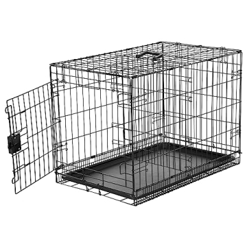 Amazon Basics - Durable Foldable Metal Wire Dog Crate with Tray