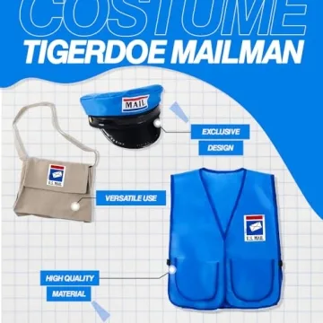 Tigerdoe Mailman Costume for Kids - Dress Up Set