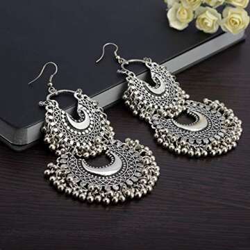 Zephyrr Silver Chandbali Earrings for Girls and Women