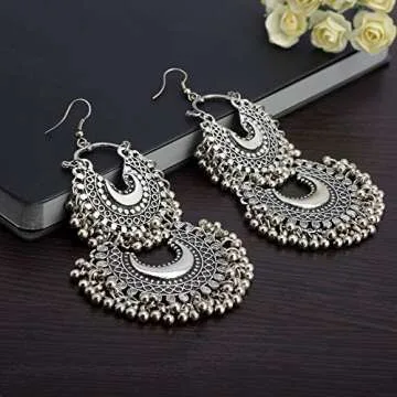 Zephyrr Silver Chandbali Earrings for Girls and Women