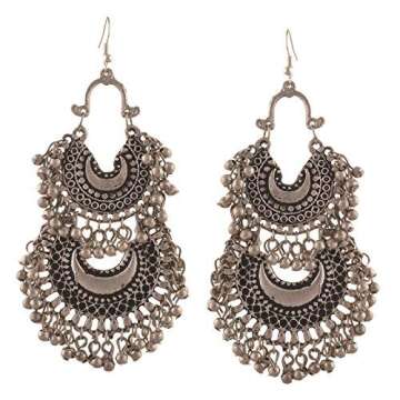 Zephyrr Silver Chandbali Earrings for Girls and Women