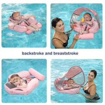 Mambobaby Float with UPF 50+ Canopy - Improved Non-Inflatable Infant Swim Trainer for Safe Water Fun