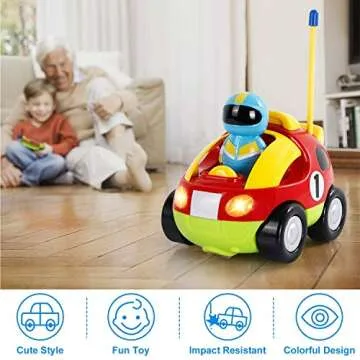 Liberty Imports My First Cartoon RC Remote Control Cars for Toddlers Ages 1-3, Radio Control Toy for Baby, Kids 18 Months+ (Race Car)