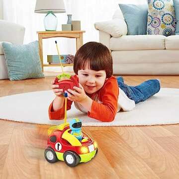 Liberty Imports My First Cartoon RC Remote Control Cars for Toddlers Ages 1-3, Radio Control Toy for Baby, Kids 18 Months+ (Race Car)