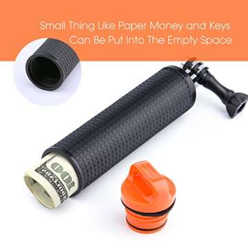 Luxebell Floating Hand Grip, Pole Mount for Gopro Hero 12 11 10 9 8 7 6 5 Max Session 4 3+, Handle Mount Accessories for AKASO EK7000 V50 Pro Brave 4 Campark DJI OSMO Action Camera (Orange)