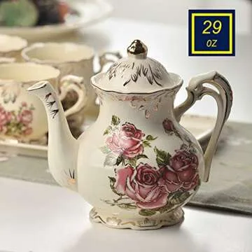 YOLIFE Vintage Rose Porcelain Tea Set for Elegant Occasions