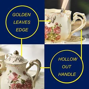 YOLIFE Vintage Rose Porcelain Tea Set for Elegant Occasions