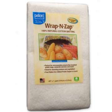 Pellon WZ-45 Natural Wrap-N-Zap Cotton Quilt Batting, 45 x 36 Inches