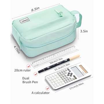 Sooez Big Capacity Pencil Case, Upgraded Canvas Pencil Pouch Large Pencil Bag Organizer, Separate Compartments Easy Grip Handle, Aesthetic Supply for School Teens Adults, Black Pen Case