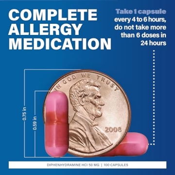 Major Banophen - Complete Allergy Medication - Diphenhydramine HCI 50 mg - Antihistamine - 100 Capsules