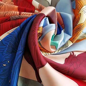 FONYVE Silk Feeling Scarf Elegant Square Satin Head Scarf