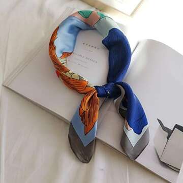 FONYVE Silk Feeling Scarf Elegant Square Satin Head Scarf