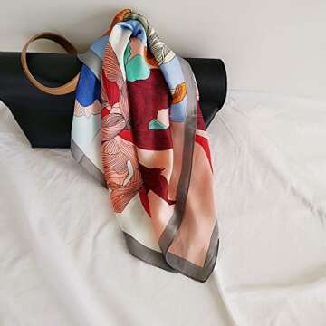 FONYVE Silk Feeling Scarf Elegant Square Satin Head Scarf