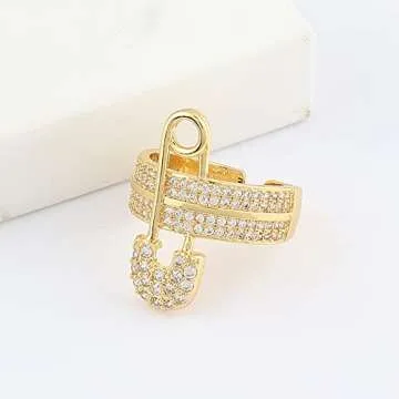 Stylish Nouveau Wide Flat CZ Chunky Expandable Ring for Women