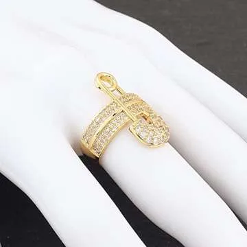 Stylish Nouveau Wide Flat CZ Chunky Expandable Ring for Women