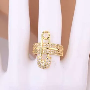 Stylish Nouveau Wide Flat CZ Chunky Expandable Ring for Women