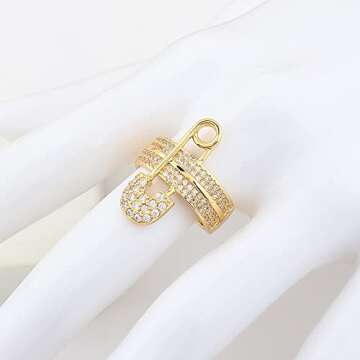 Stylish Nouveau Wide Flat CZ Chunky Expandable Ring for Women