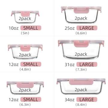 CZUMJJ Glass Meal Prep Containers Set of 12 Food Storage Containers for Lunches, Dishwasher Safe, Pi...