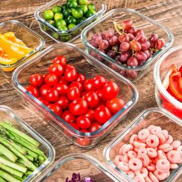 CZUMJJ Glass Meal Prep Containers Set of 12 Food Storage Containers for Lunches, Dishwasher Safe, Pink