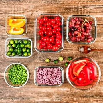 CZUMJJ Glass Meal Prep Containers Set of 12 Food Storage Containers for Lunches, Dishwasher Safe, Pink