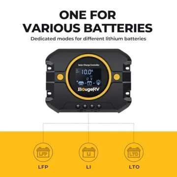 BougeRV Li 10A PWM Solar Charge Controller 12V 24V, Solar Panel Regulator w/Backlit Display, USB Port, Adjustable Parameter, for Lithium, AGM, SLD, Gel Battery, for RV, Off-Gird, Negative Ground