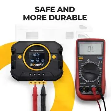 BougeRV Li 10A PWM Solar Charge Controller 12V 24V, Solar Panel Regulator w/Backlit Display, USB Port, Adjustable Parameter, for Lithium, AGM, SLD, Gel Battery, for RV, Off-Gird, Negative Ground