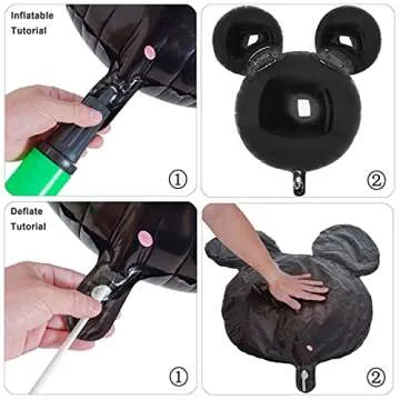 Erweicet Black Mouse Head Balloons 4pcs - 24inch Foil Balloons for Birthday, Gender Reveal, Baby Shower - Unisex Children