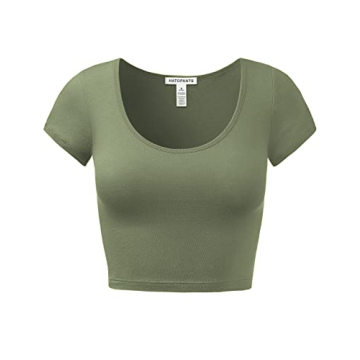 Trendy Women's Cotton Basic Scoop Neck Crop Tops