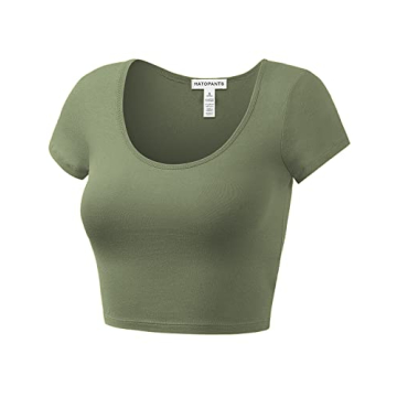 Trendy Women's Cotton Basic Scoop Neck Crop Tops